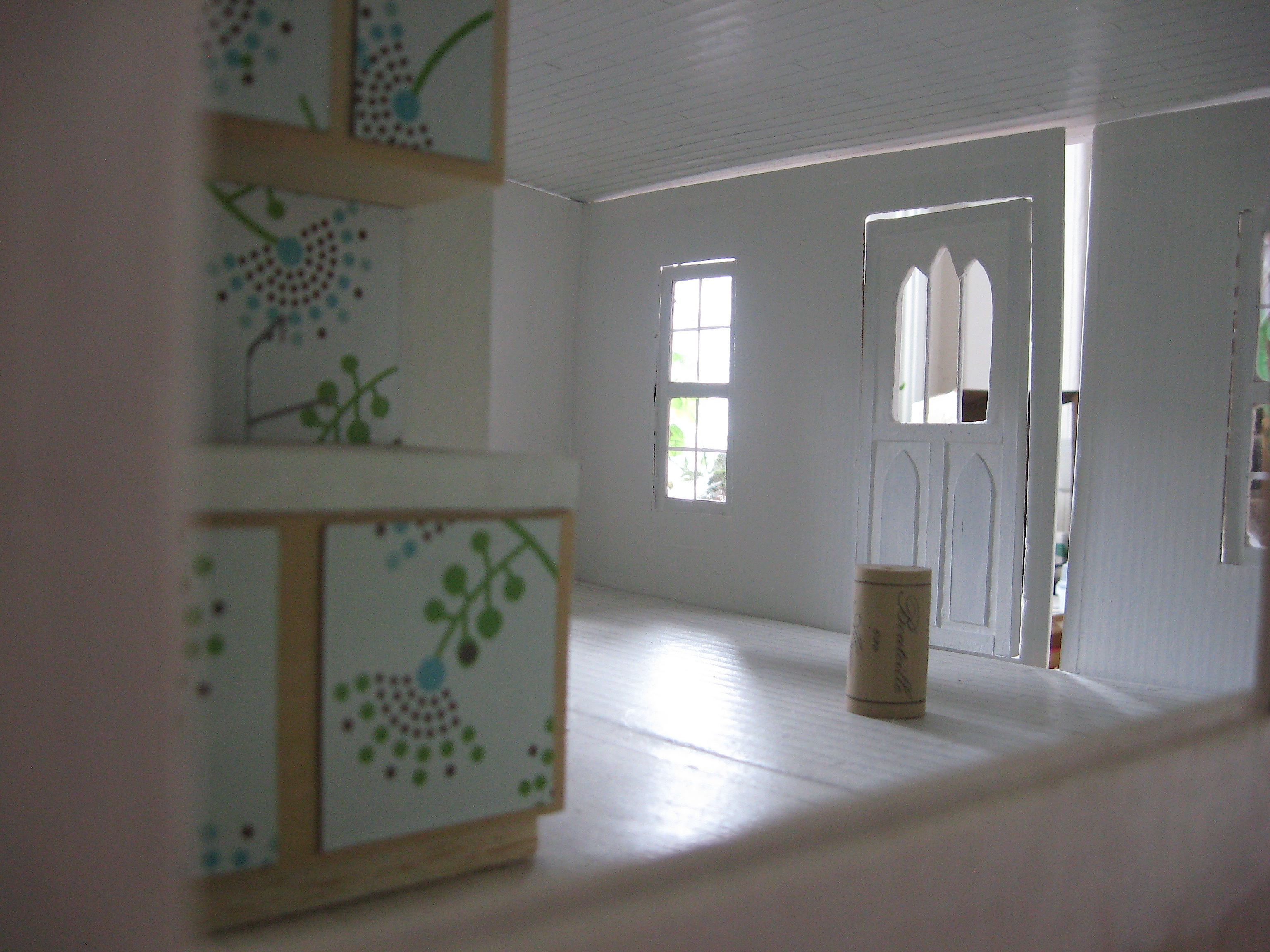Unfinished interior with wine cork.